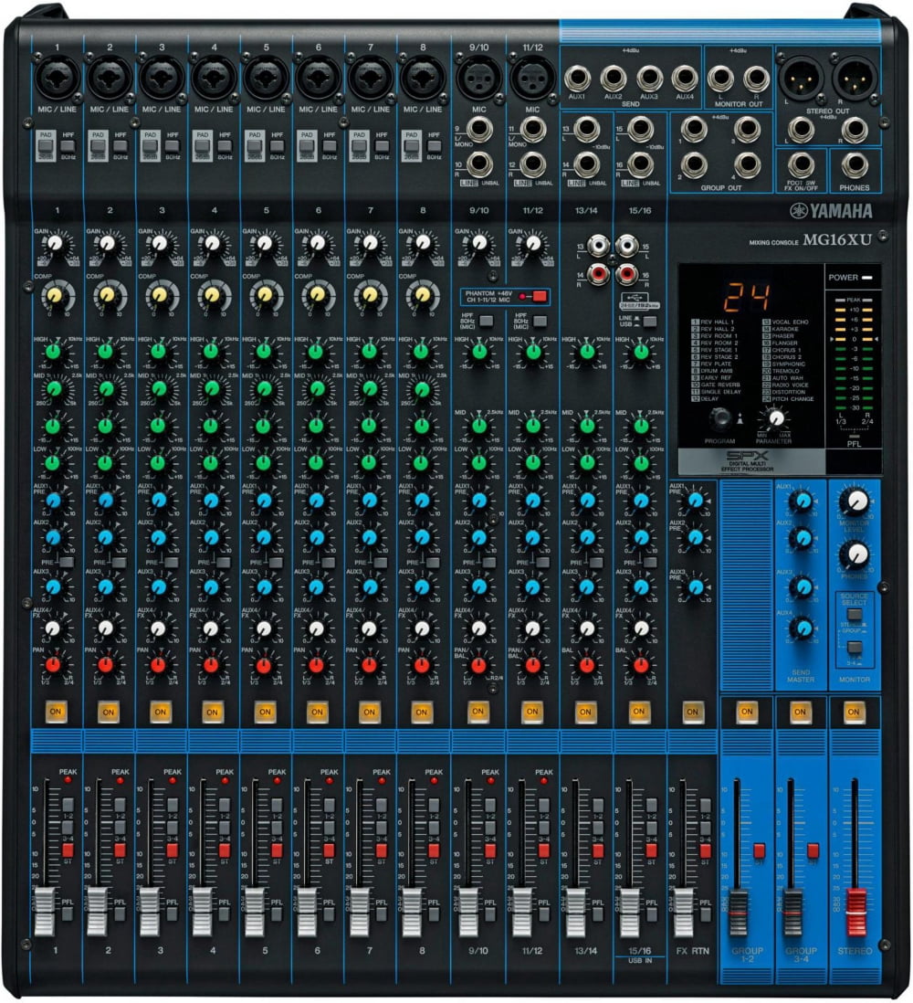 Yamaha MG16XU Mixing Console With DBR PA Package 10" Mains