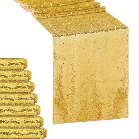 Christmas Dinner Maker App 1/5/10Pcs Gold Glitter Sequin Table Runners, Sparkly Table Runner Cloth Cover for Banquet Xmas Party Dinner Festival Wedding Home Table Decoration ()