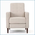 thumbnail image 2 of Recliners, Mid-Century Modern Pushback Fabric Recliner with Thicker Seat Cushion, Espresso Birch Legs | Wheat Color | Compact Size, 2 of 7