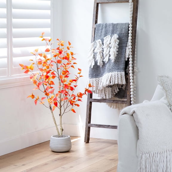 Nearly Natural Birch Artificial Tree with Planter - 4' - Unlit