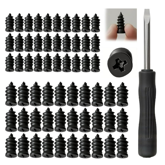 Tire Repair Nails Kit with 2 Sizes, 2025 New Vacuum Tire Repair Rubber Nail, Screw in Tire Repair Plugs, Fast Self-Service Tire Repair Tools for Car, Motorcycle, Truck (60 Pcs)
