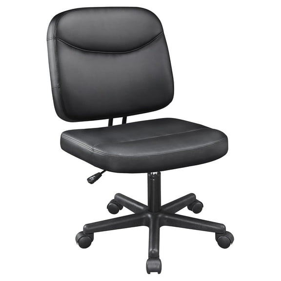 Task Desk Chair Height Adjustable Chair Computer Faux Leather Chair Without Arms, Black