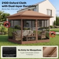 thumbnail image 6 of HOTEEL 16x16 Pop up Gazebo, Hexagonal Outdoor Canopy Shelter, Instant Patio Gazebo Sun Shade Canopy Tent with Netting & Adjustable Height for Lawn, Garden, Backyard & Deck, Brown, 6 of 10