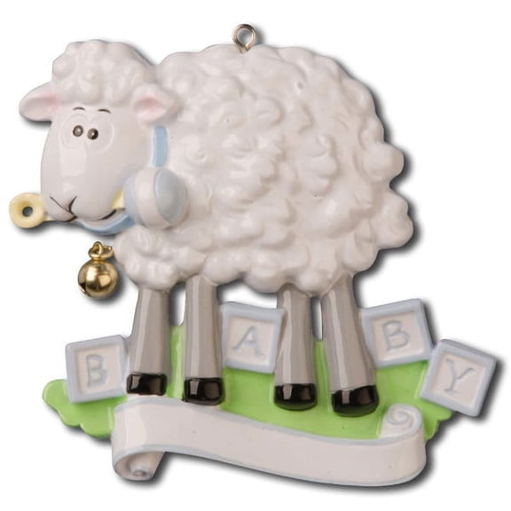 Baby Sheep Blue Personalized Christmas Ornament DO-IT-YOURSELF