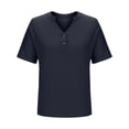 thumbnail image 5 of vigerkar Women's V Neck T Shirt Short Sleeve Casual Basic Tops Loose Fit Henley Tee Summer Lightweight Blouse (Black, S), 5 of 9