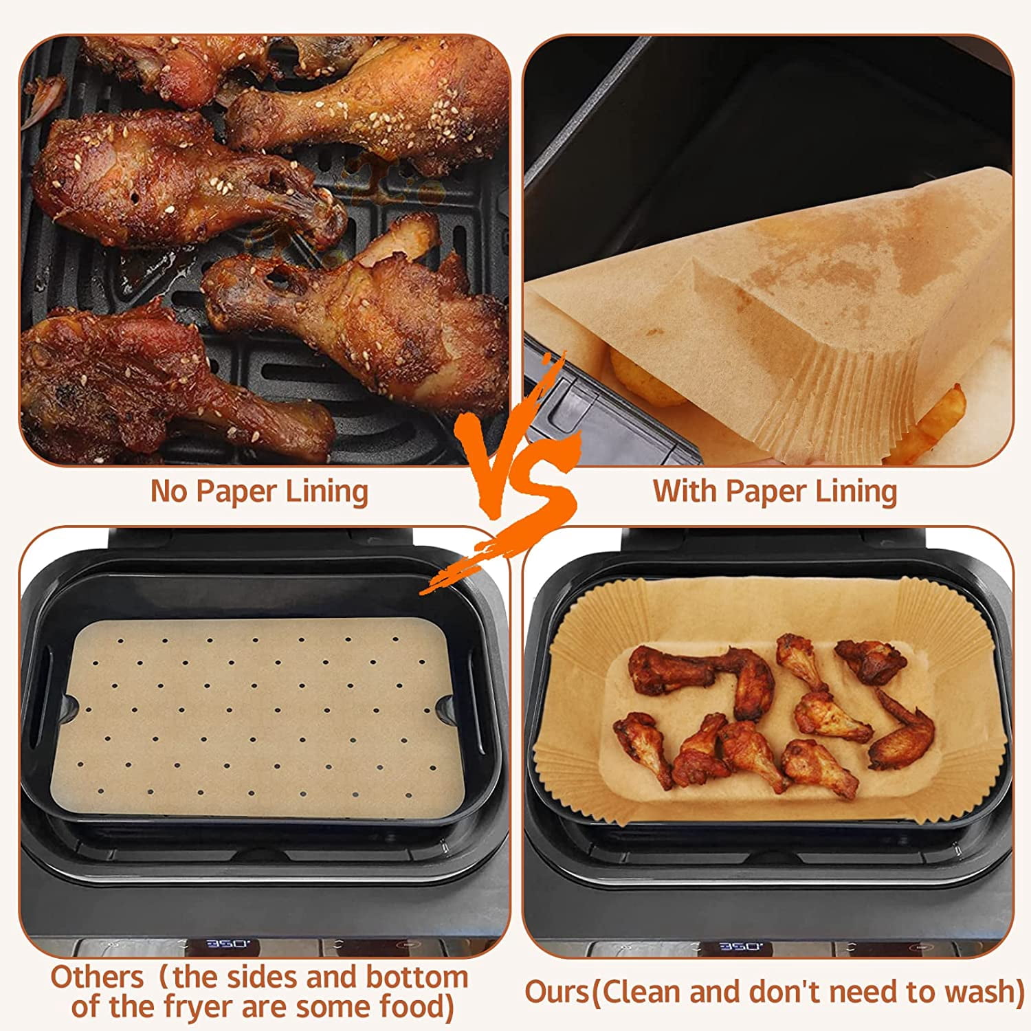 Ninja Smart XL Air Fryer Liners - 120 Pcs Disposable Parchment Paper Rectangular For Ninja Foodi Air Fryer Accessories