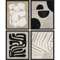 thumbnail image 3 of PixonSign Framed Wall Art Tropical Mid-Century Posters, Set of 4 Hawaiian Geometric Prints Black & White Wall Decor, Nature Wilderness Wall Décor for Living Room, Bedroom, Office - 12"x16" Black, 3 of 5