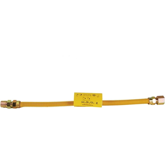 Avalon SS Flex Gas Line 3/8 x 18 Yellow W/ 1/2MIP x 1/2FIP Ends