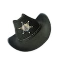 thumbnail image 3 of Kearding Sombrero de vaquero occidental Sombrero para el sol con cuerda Elegante sombrero de para hombres y mujeres Kits de decoración para fiestas Negro, 3 of 6