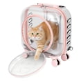 thumbnail image 5 of Dbuoem Transparent Pet Trolley Box,Cat Carrier with Wheels,Hard Shell Pet Rolling Backpack with Telescopic Handle,Detachable Shoulder Strap,for Outdoor, 5 of 7
