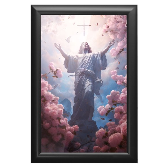 Cuadro Papel Metálico Textura Brillante Diseño Jesús 59x89 Cm