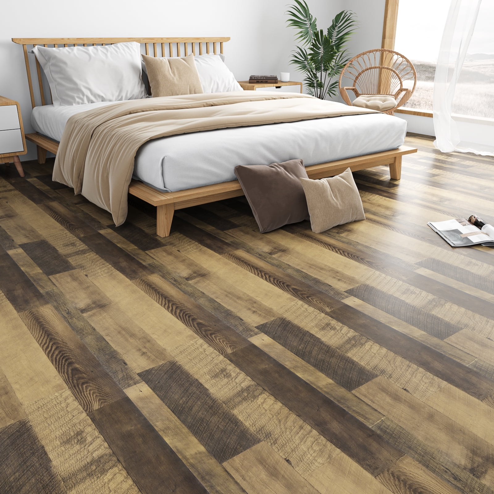 VEELIKE Brown Wood Plank Contact Paper for Countertops Waterproof Peel and Stick Wood Wallpaper Self Adhesive Removable Vinyl Roll Wood Panel Contact Paper for Cabinets Furniture Kitchen 15.7''x354''