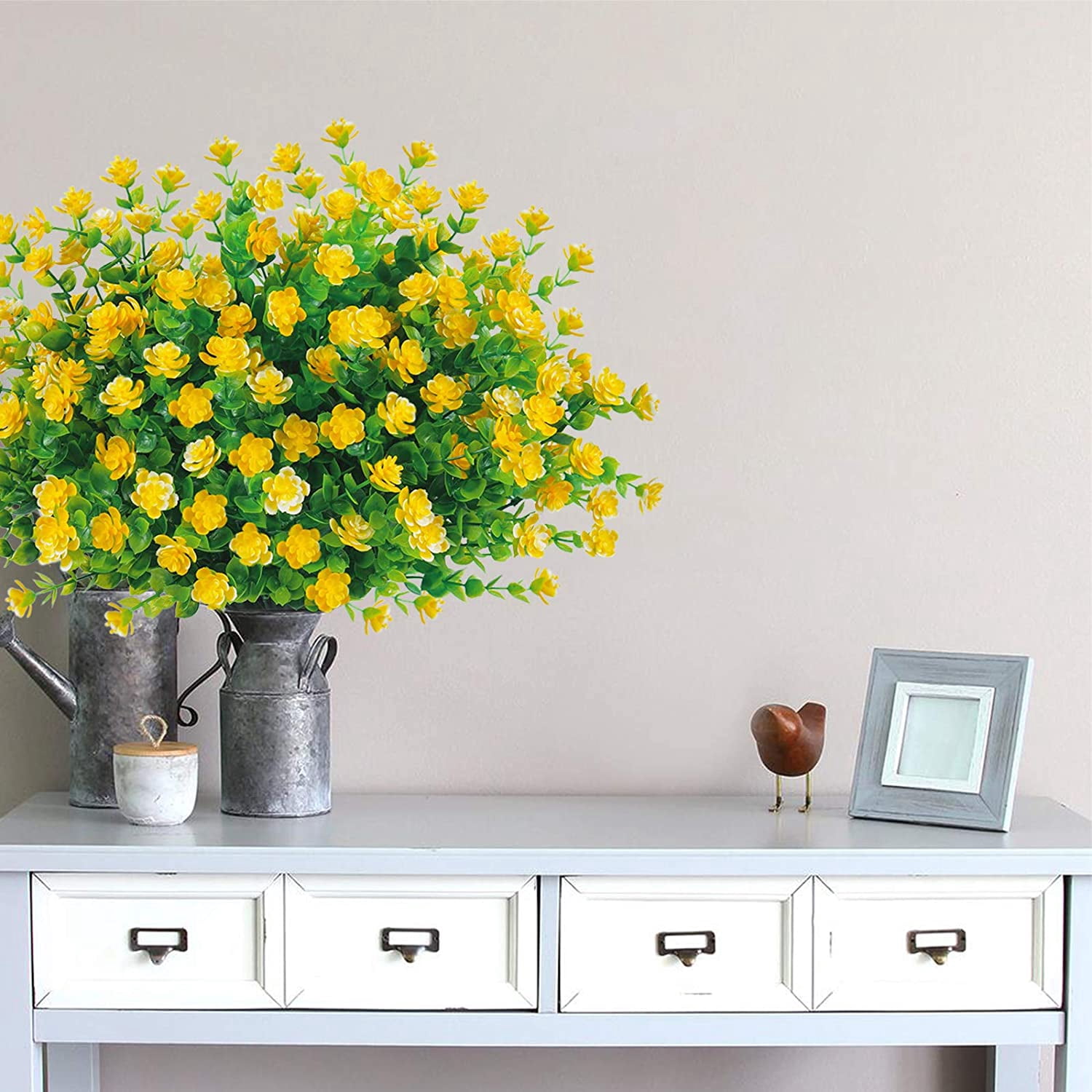 MAMOWEAR Artificial Flowers for Outdoor, 12PCS UV Resistant Fake Flowers for Decoration Indoor, No Fade Faux Plastic Hanging Plants Wedding Farmhouse Garden Porch Window Décor