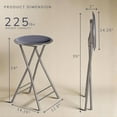thumbnail image 2 of Folding Stool - Set of 2 Counter Height Bar Stools – 24-Inch Backless Folding Chairs with 225lb Capacity for Kitchen, Rec Room, or Game Room (Gray), 2 of 8