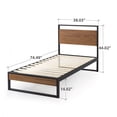 thumbnail image 5 of Zinus Suzanne 44" Metal and Wood Platform Bed Frame with Headboard, Chestnut Brown, Twin, 5 of 12