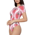thumbnail image 2 of Daiia Strawberries print Women's Crew Neck Short Sleeve Bodysuit Fashion Tops Fit Casual Basic Extender Bodysuit-Small, 2 of 9