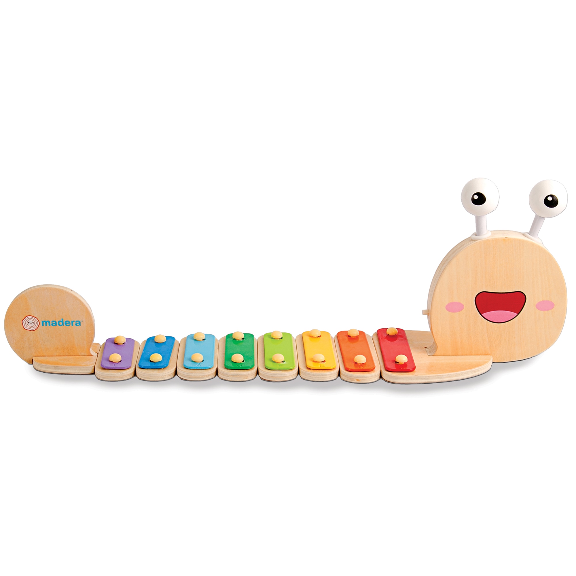 Madera Wood: Snailyphone - Snail-Designed 8-Key Xylophone, 2 Matching Mallets, Wooden Musical Instrament, Interactive Toy, Kids-Toddlers Ages 3+