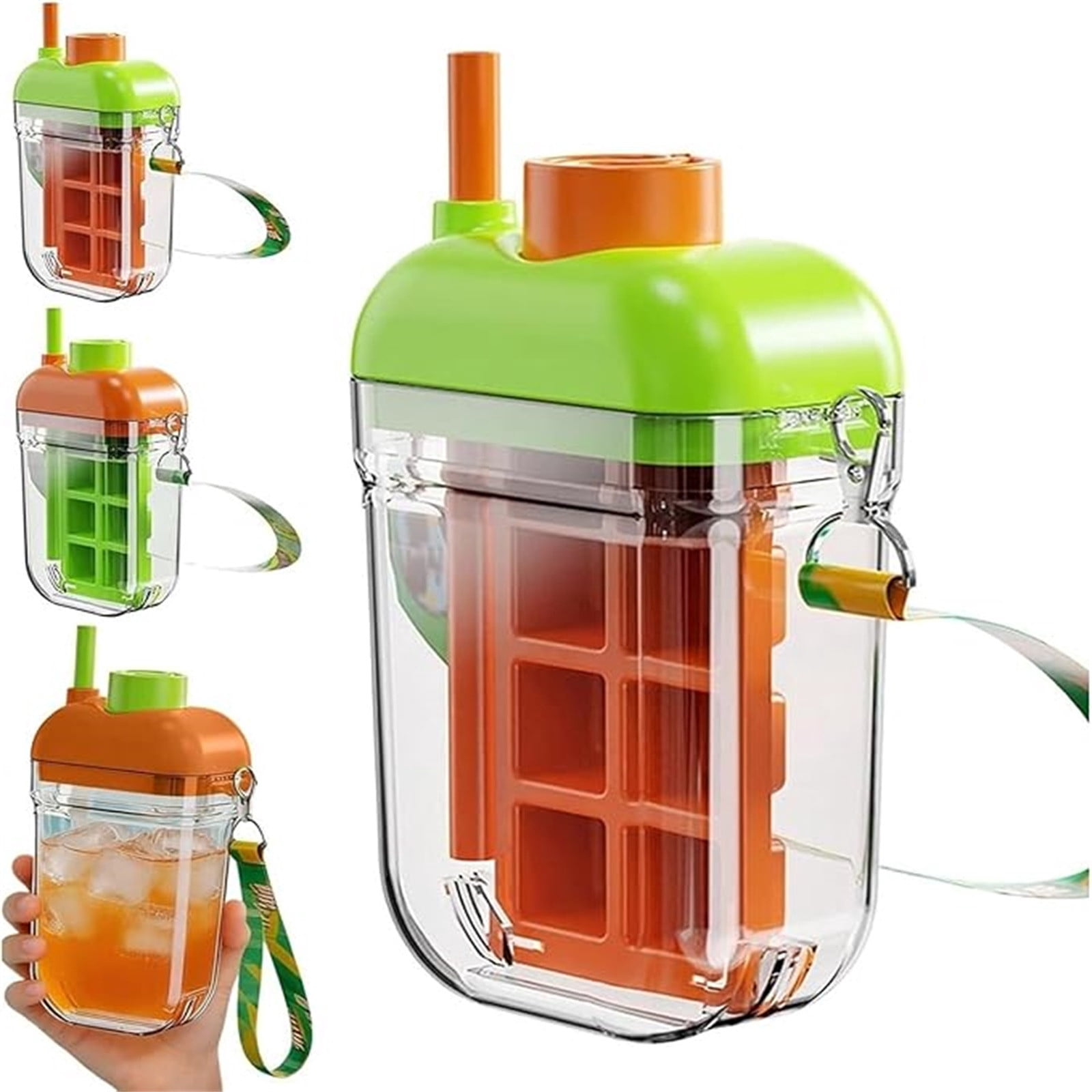 2 In 1 Ice Maker Water Bottle Portable Ice Cube Release Bottle One Press Leak Resistant Easy Clean Reusable Hydration Bottle Summer Drink Solution For Travel Camping Picnic Office Gym Outdoor Use