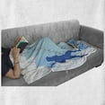 thumbnail image 6 of Baseball Soft Flannel Fleece Throw Blanket, Silhouette of a Baseball Player with Basic Game Kicking with Bat Sports, Cozy Plush for Indoor and Outdoor Use, 60" x 80", Blue and White, by Ambesonne, 6 of 6