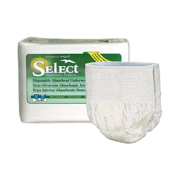 Select Disposable Underwear Pull On with Tear Away Seams Small, 3604, Heavy, 100 Ct
