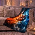 thumbnail image 5 of Fire Ice Football Clash Sofa Energetic Fantasy Style, Mystical Fantasy Scene, Warm Flannel Blanket for Living Room and Bedroom, Art Lovers Housewarming Gift, Fantasy Home Decor, 5 of 7
