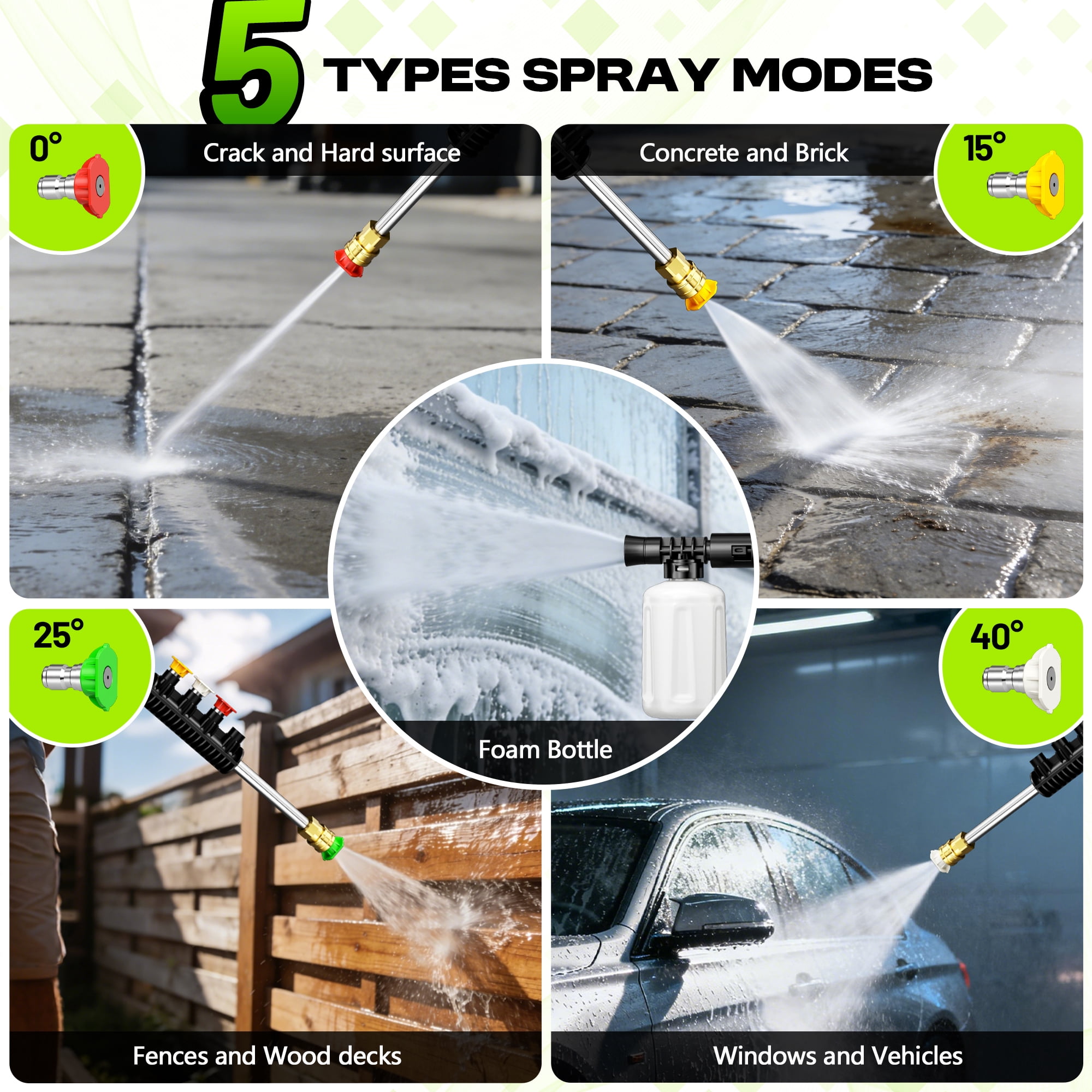 4200 PSI Electric Pressure Washer with Hose Reel,4  Nozzles,for Clean Patios,Cars,Fences,Driveways,Green