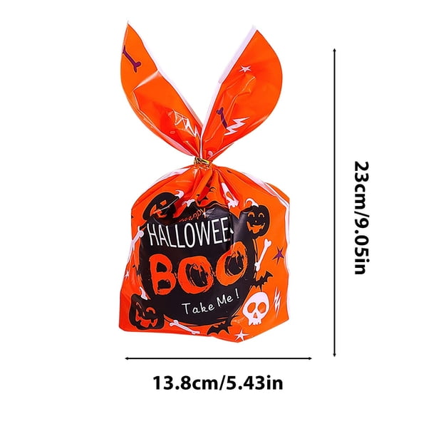 Pisexur Batería de cocina 50 bolsas de embalaje para orejas de Halloween, bolsas de dulces de calabaza, bolsas para refrigerios, bolsas para hornear galletas, bolsas para la cocina del hogar