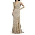 thumbnail image 1 of Robe d'Été pour Femmes avec Manches Mode Femmes Été Décontracté Col en V Sans Manches Vacances Paillettes Fendue Robe de Vacances pour Femmes Été, 1 of 10