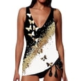 thumbnail image 1 of Women Swimsuits Trendy Print Plus Size Deep V-Neck Tankini Set White Bathing Suits for Women XXL, 1 of 4