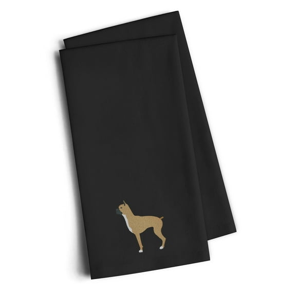 Boxer Black Embroidered Towel Set of 2