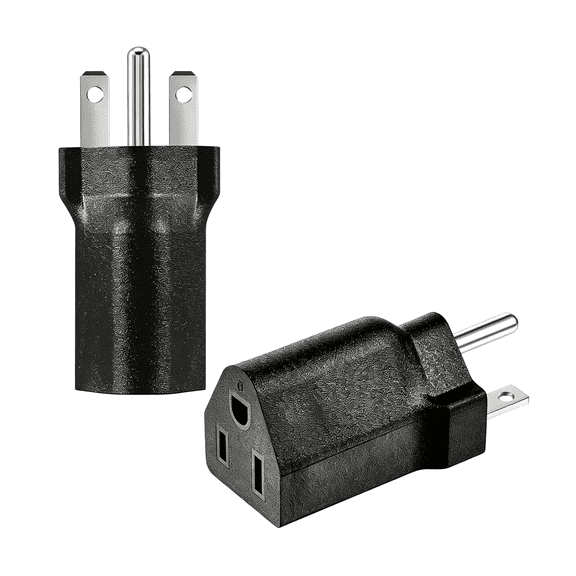 GJX 2Pcs 6-15P to 5-15R Us Plug Adapter,3 Prong 15 Amp Electrical Power Adapter,120V/240V Compatible Plug Converter Adapters,Not a Voltage Converter,Black