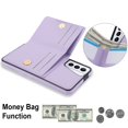 thumbnail image 3 of ELEHOLD Case for Samsung Galaxy S21,Business PU Leather Stand Case with Card Holder & Ring Holder,Violet, 3 of 7