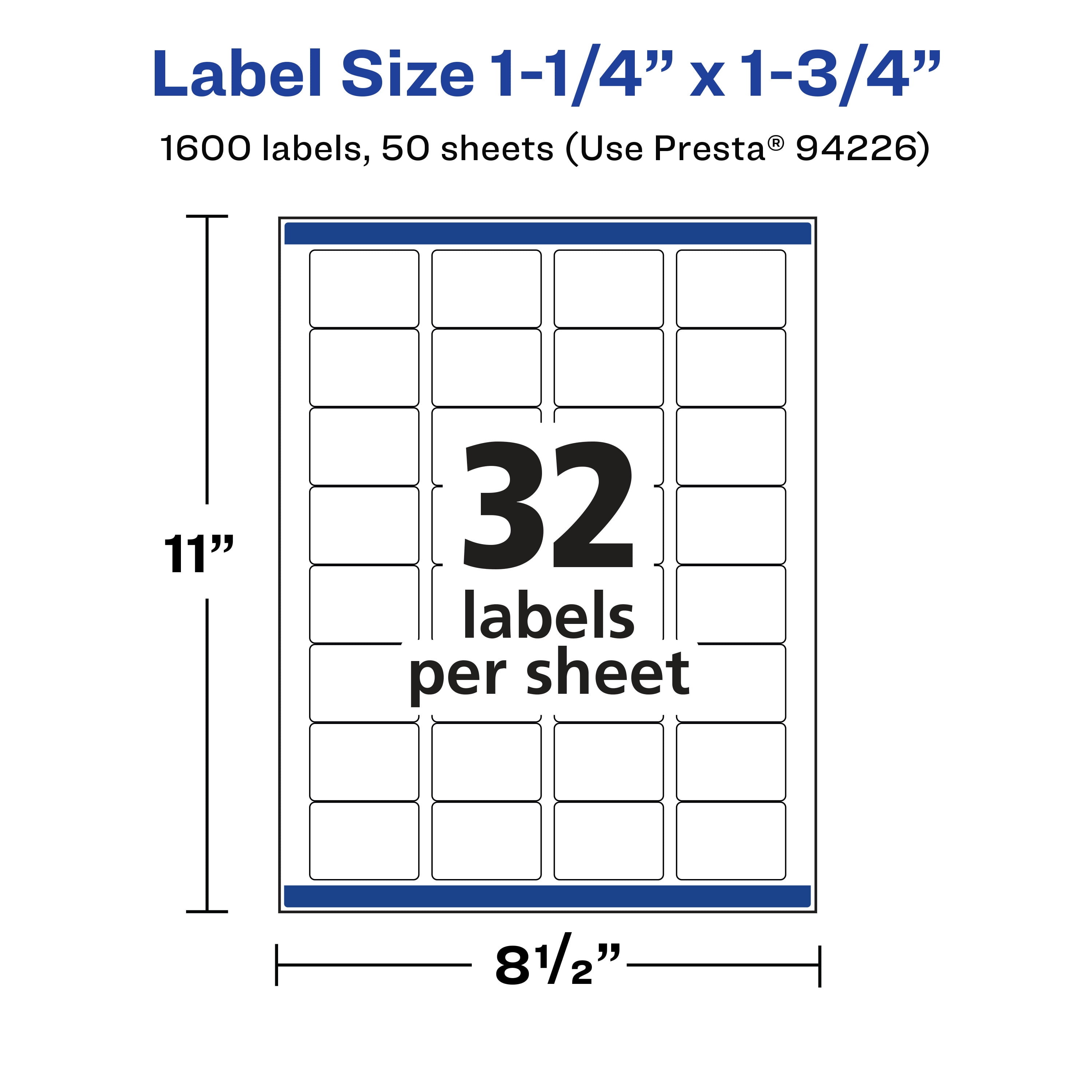 Avery Matte Clear Rectangle Labels, 1-1/4" x 1-3/4", 1,600 Total
