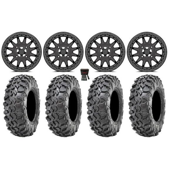 Valor V09 Beadlock 17" Wheels Charcoal 35" Carnivore Tires Can-Am Commander Maverick Renegade Outlander Defender