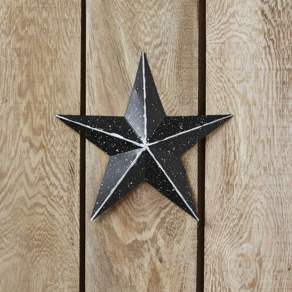 VHC Brands Patriotic Faceted Metal Star Black Wall Hanging 8x8, Independence Day Decor, American Star Design, Distressed Appearance Metal Wall Hanging, Star Shape, Country, Charcoal Black