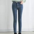thumbnail image 6 of Winter Warm Fleece-Lined Jeans for Women - High Waist Thermal Insulated Trousers, 6 of 9