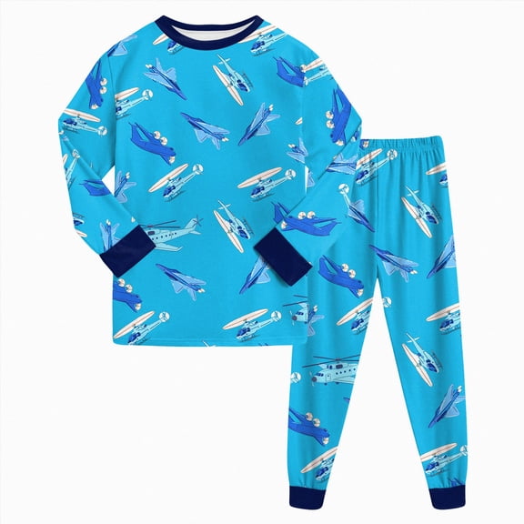 Boys Pajamas Sets Cotton Pjs Toddler Long Sleeve Sleepwear Kids Clothes Sets 6-12 Months 12-24 Months 2t 3t 4t 5t 6t 7t 8t 9t Children(Sky Blue,5-6 Years)