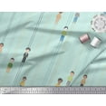 thumbnail image 3 of Soimoi Green Cotton Voile Fabric Stripe & Mens Human Figure Print Fabric by the Yard 42 Inch Wide, 3 of 3
