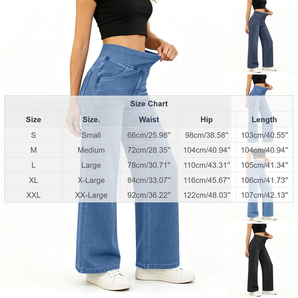 Hurxie Denim Wide Leg Pants for Women,High Waisted and Slimming