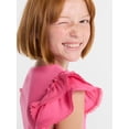 thumbnail image 4 of Wonder Nation Girls' Ribbed Top with Short Ruffle Sleeves, Sizes 4-18 & Plus, 4 of 8
