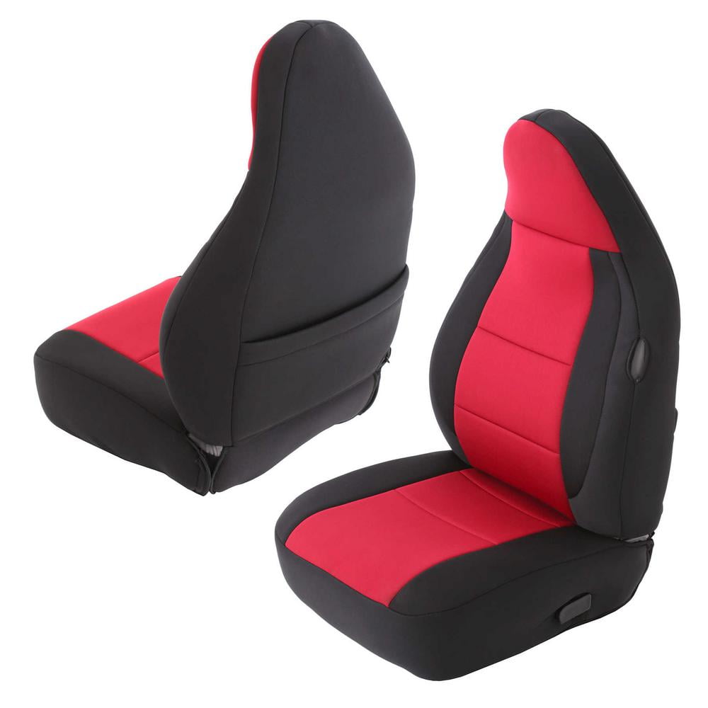 other colors/&back avbl cool set front car seat covers red-blk w//dragon on cross