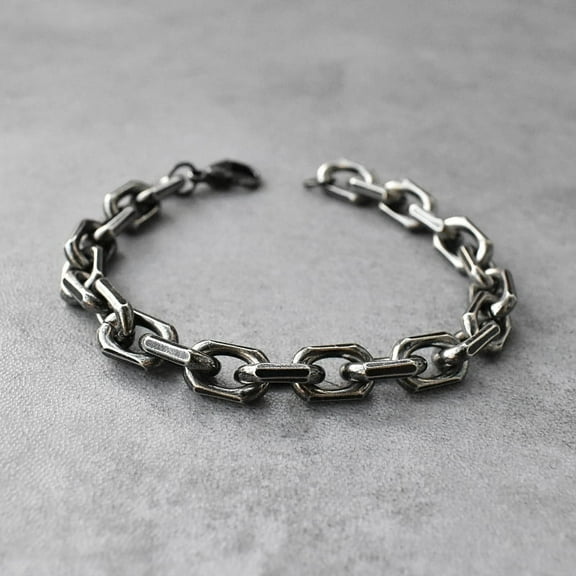 Men's Bracelet Homme Stainless Steel Antique Black Link Chains Bracelets For Men Chain On Hand Accessories Jewelry Gift