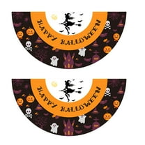 Halloween Bunting Fan Flag 2pcs Happy Halloween Bunting Flag Ghost Pumpkin Half Fan Banner for Holiday Indoor Outdoor Yard Decorations, 35.4inch