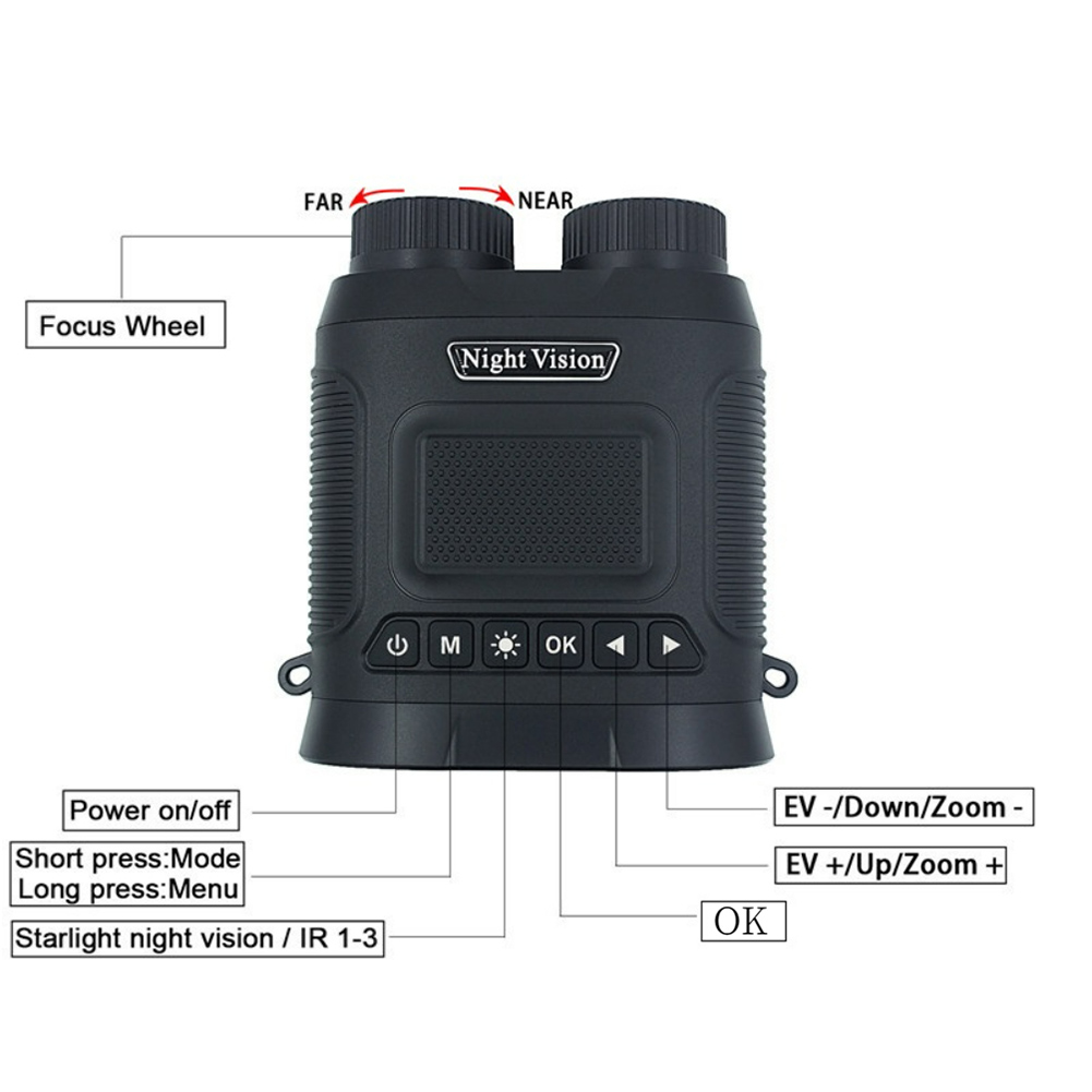 2024 New Night Vision Binoculars 8X Digital Zoom Powerful IR Illuminator 350m Range 2500mAh Lithium Battery for Outdoor