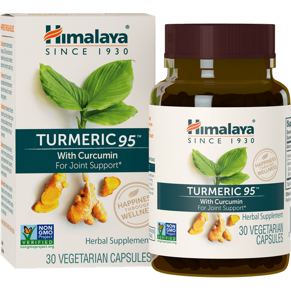 Himalaya Turmeric 95 Supplement with Curcumin/Curcuminoids, Joint and Muscle Support, Flexibility, 30 Capsules
