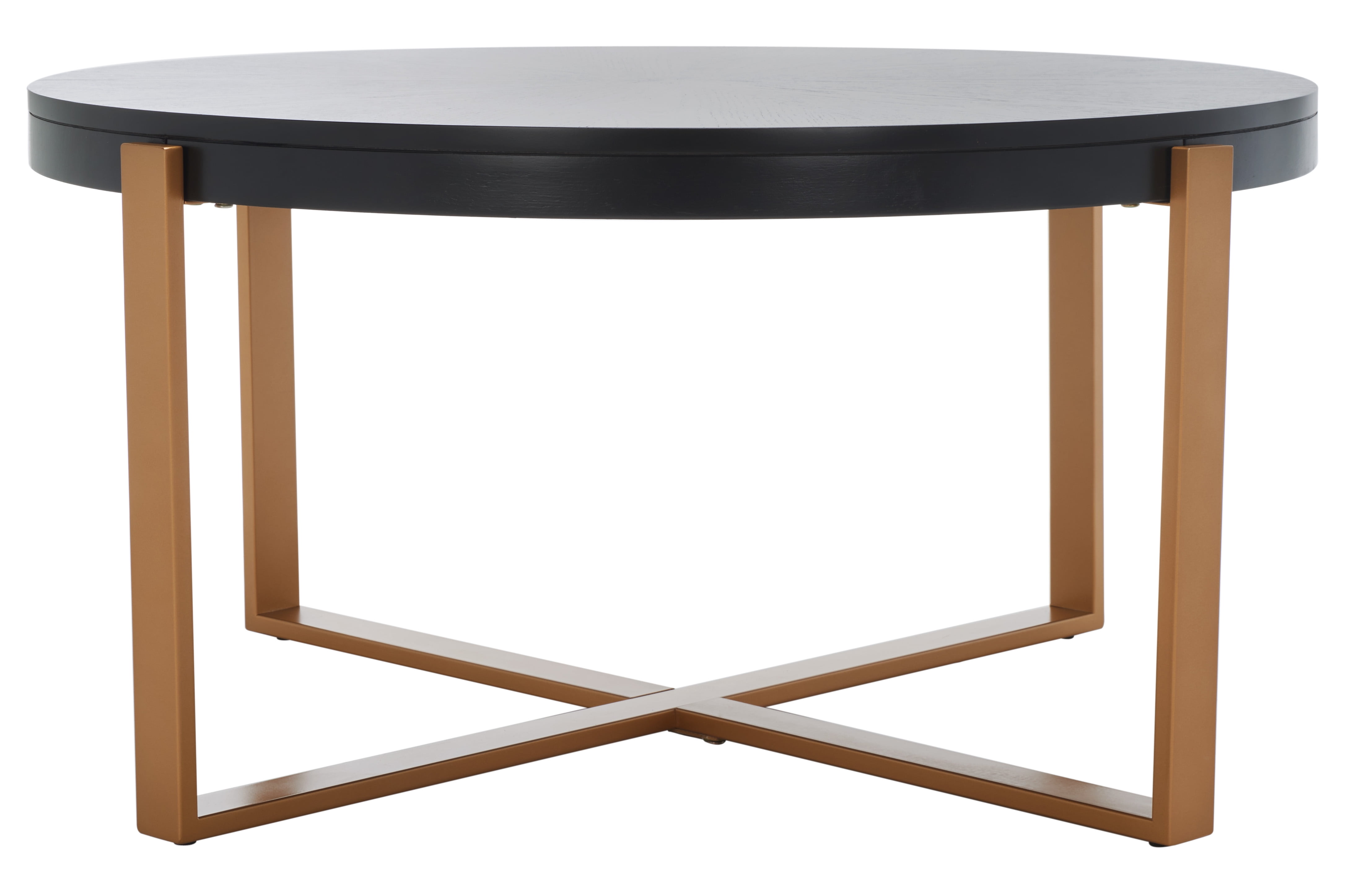 SAFAVIEH Navya Round Coffee Table, Black Top/Gold Legs