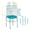 thumbnail image 5 of Topeakmart 53.5-inch Open Top Metal Birdcage with Detachable Stand, Teal Blue, 5 of 13