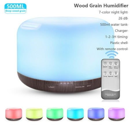 

400ML Electric Humidifier Essential Aroma Oil Diffuser Ultrasonic Wood Grain With Remote Control Air Humidifier LED Light