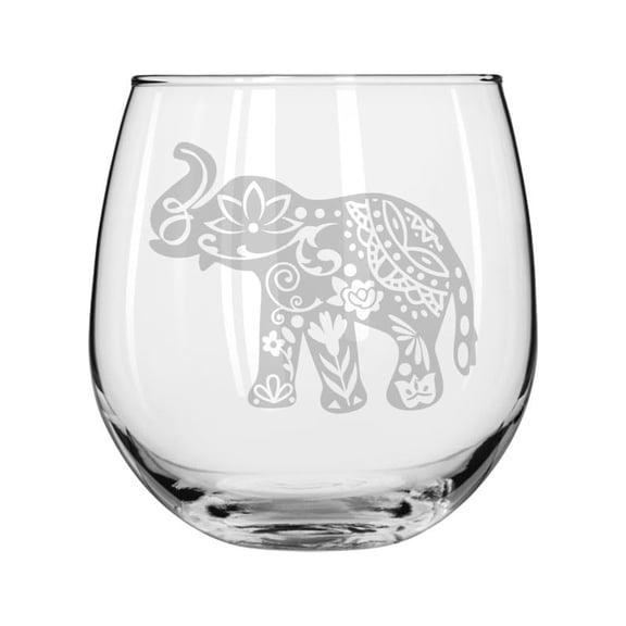 Wine Glass for Red or White Wine Gift Cute Elephant (16 oz Stemless)