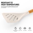thumbnail image 6 of Large Silicone Cooking Utensils Set - Heat Resistant Silicone Utensils for Cooking w Long Wooden Handles, Kitchen Utensil Spatula Set, Kitchen Gadgets for Non-Stick Cookware, BPA Free(Khaki), 6 of 8